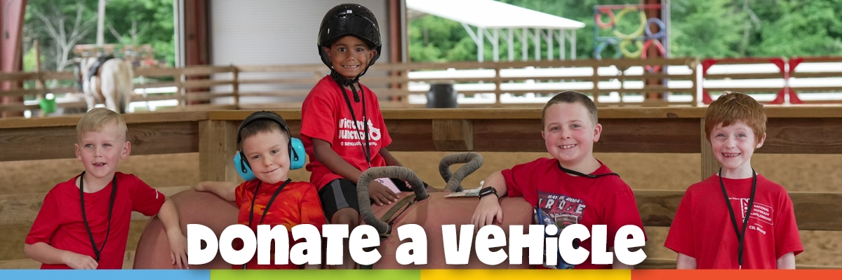 Children enjoying a camp activity at Victory Junction, illustrating how vehicle donations help provide life-changing camp experiences for children with serious illnesses and chronic medical conditions.
